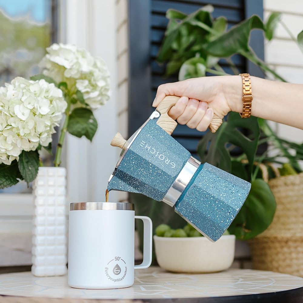 Cafetière italienne 6 tasses Milano stone Bleu Indigo