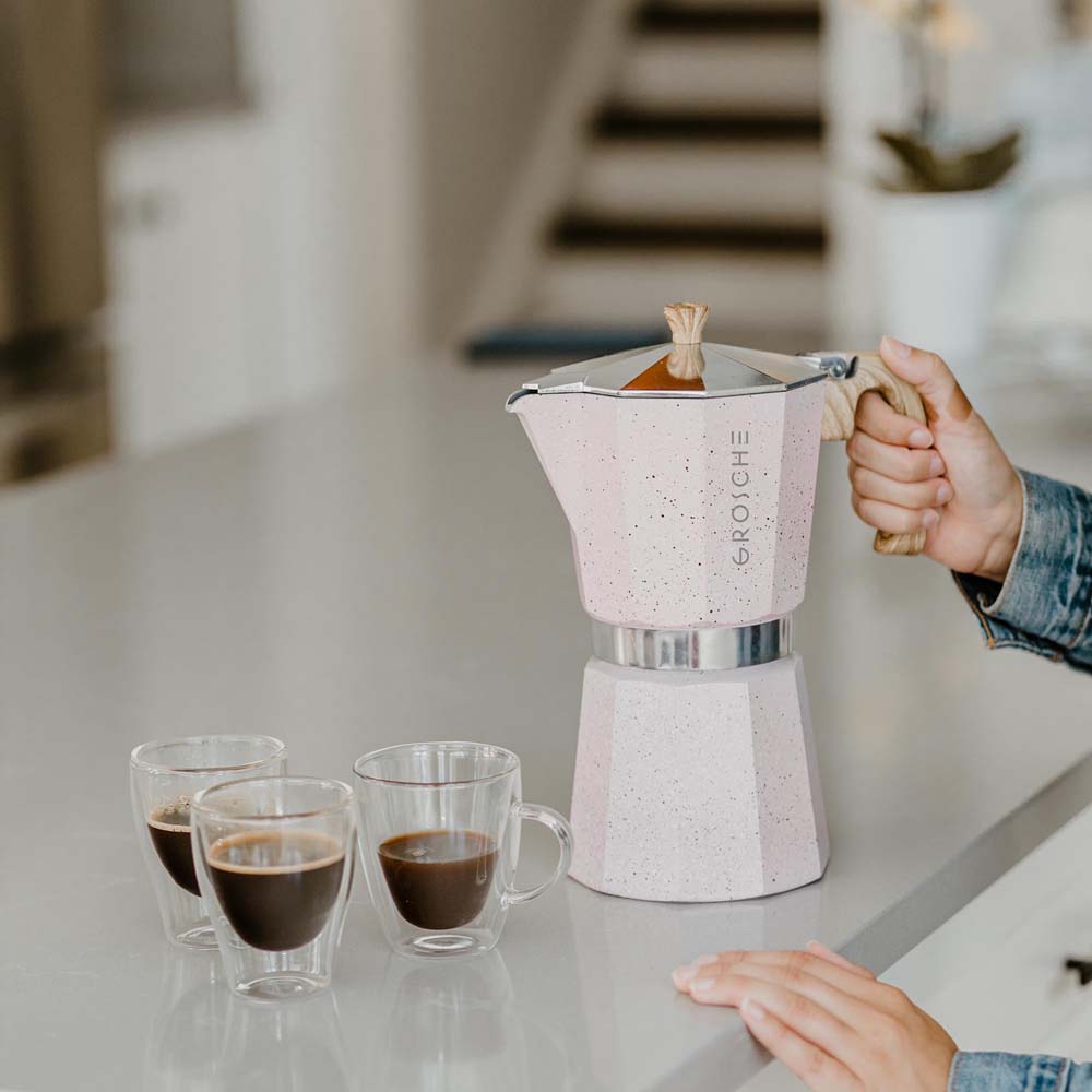 Cafetière italienne 6 tasses Milano Stone Rose Blush